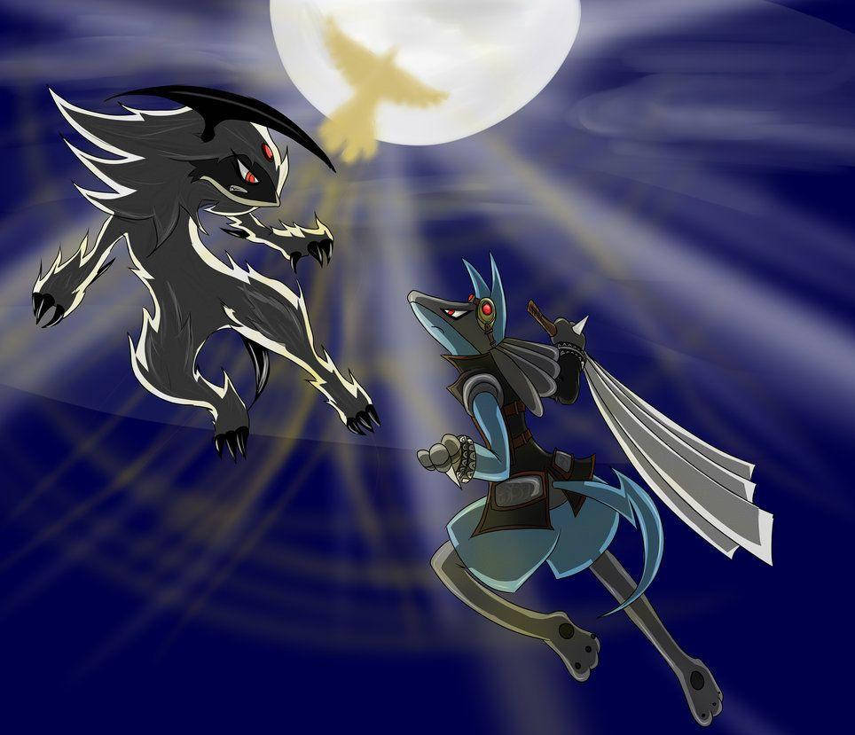 Absol Fighting Lucario