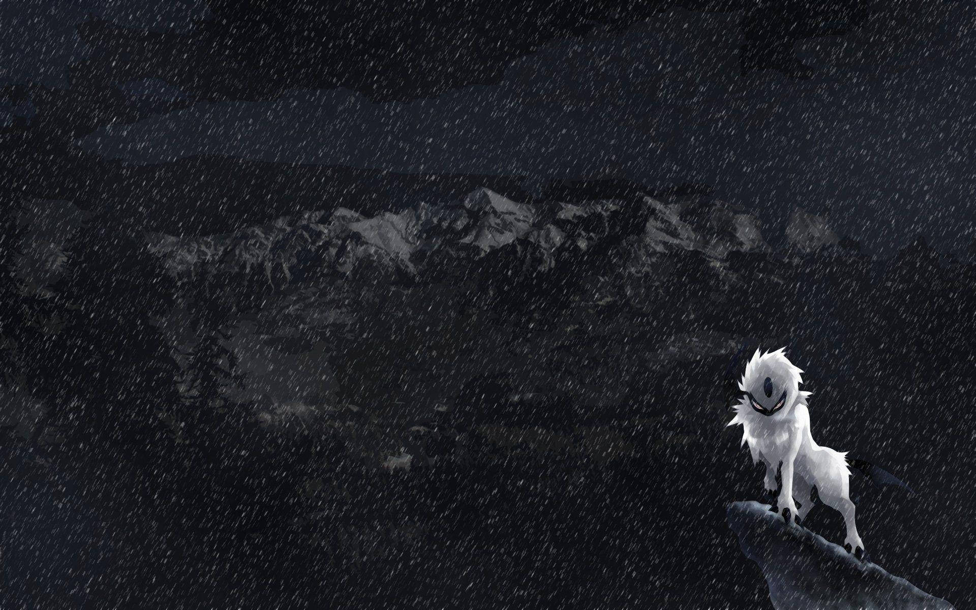 Absol On Snowy Cliff Background