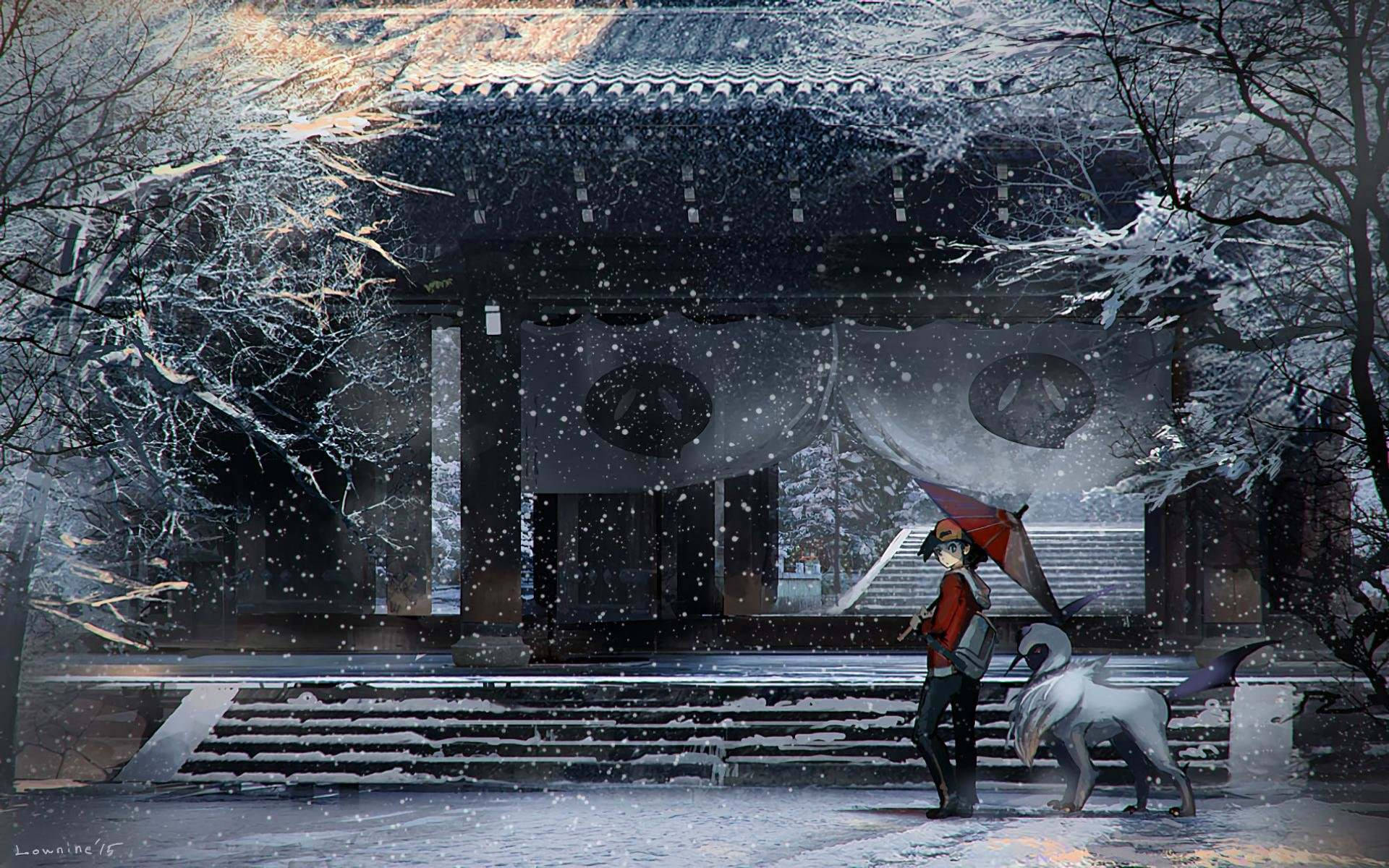 Absol Outside Snowy Temple