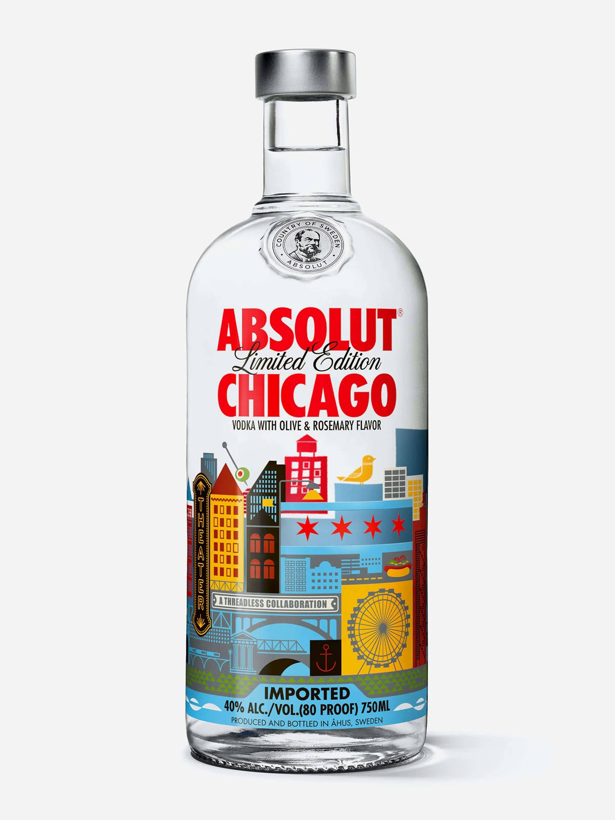 Absolut Chicago Limited Edition Vodka On White Background