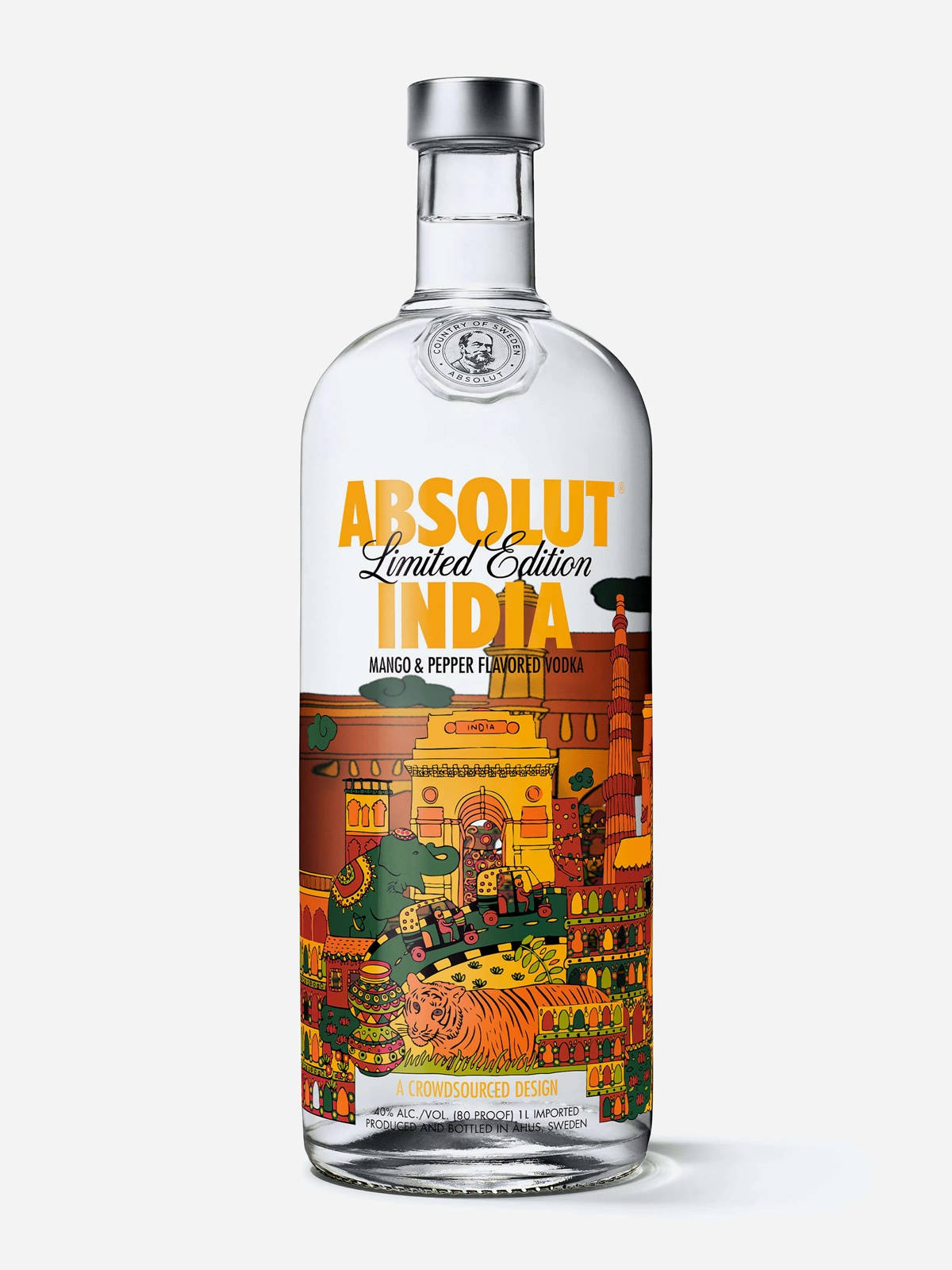 Absolut India Limited Edition Vodka On White Background Background