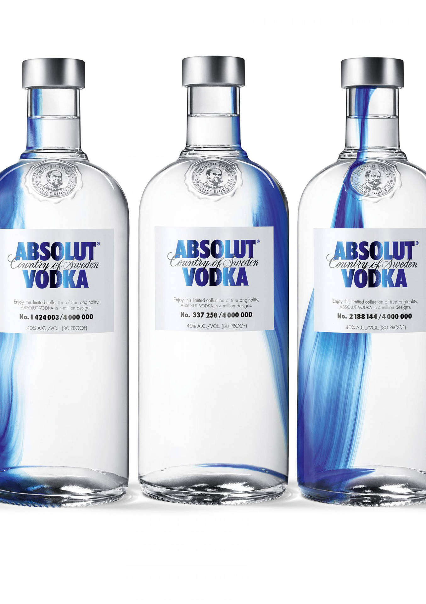 Absolut Vodka Bottles On A White Background Background