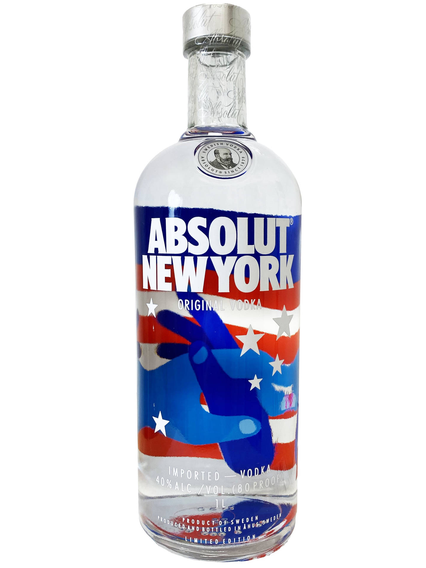 Absolut Vodka New York Bottle On White Background Background