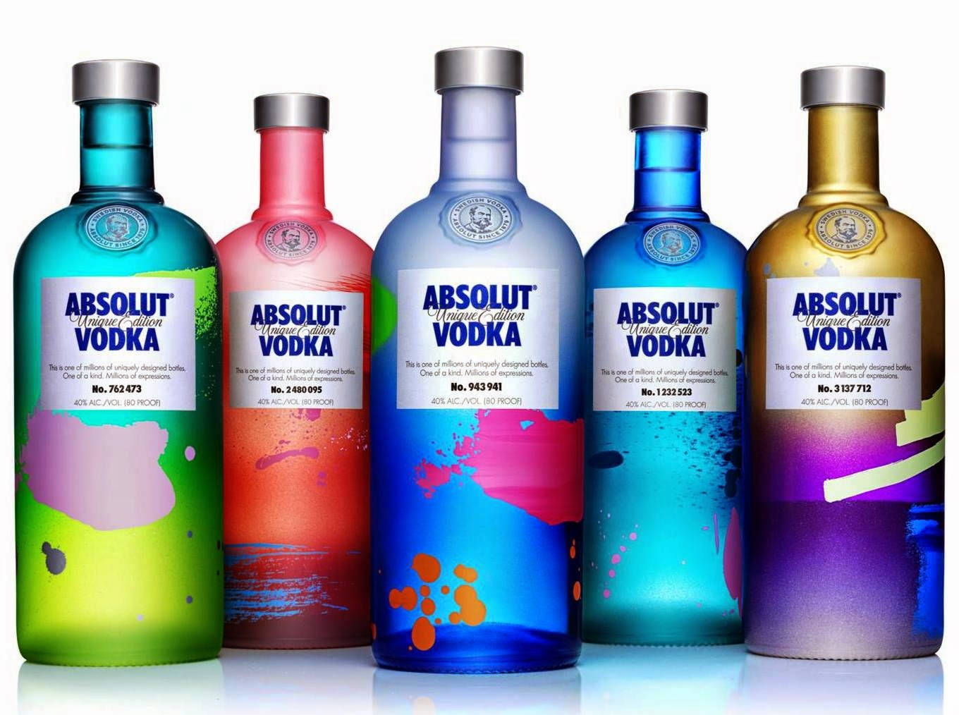 Absolut Vodka Unique Edition Different Colors