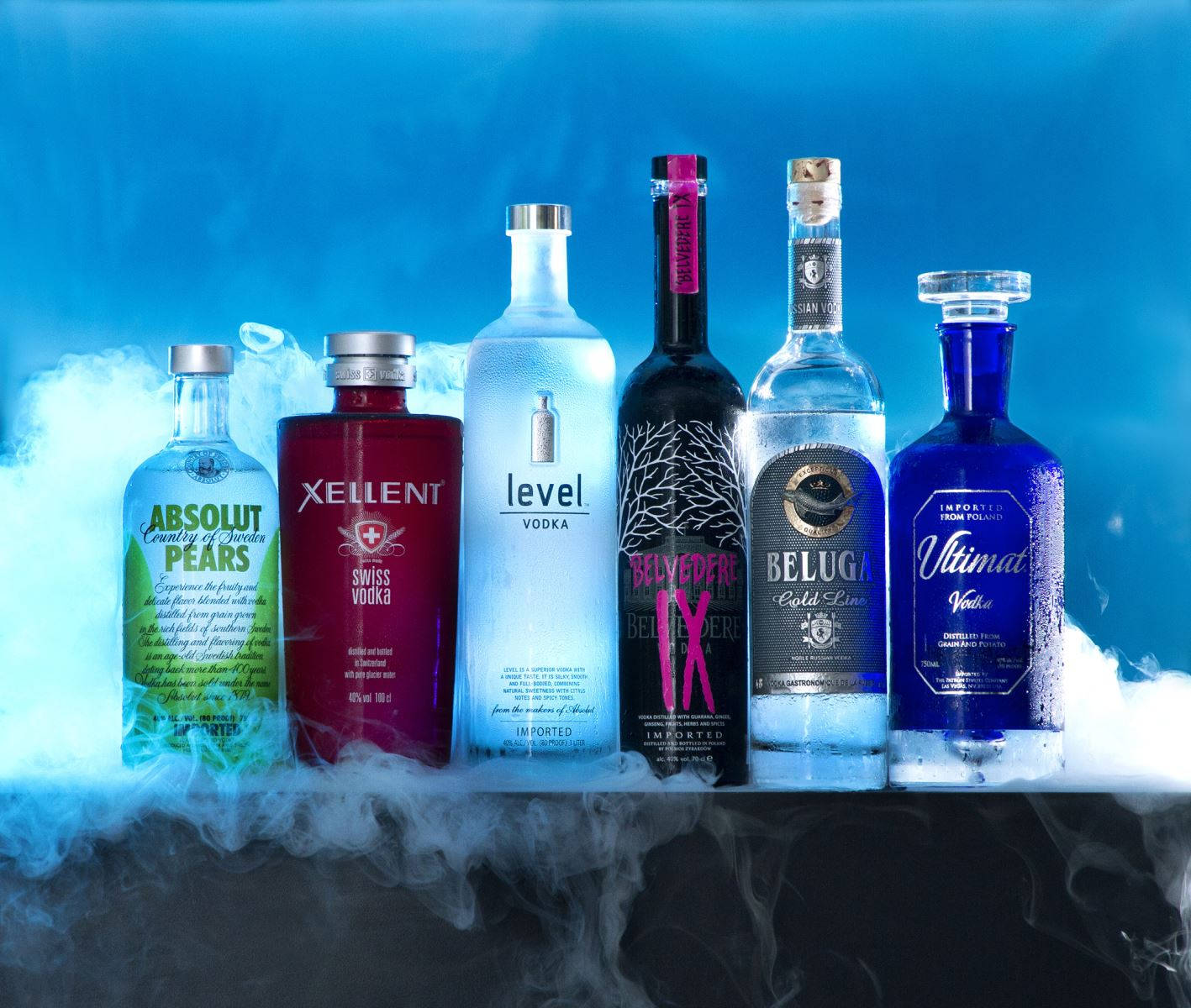 Absolut, Xellent, Level, Belvedere, Ultimat, Beluga Vodka