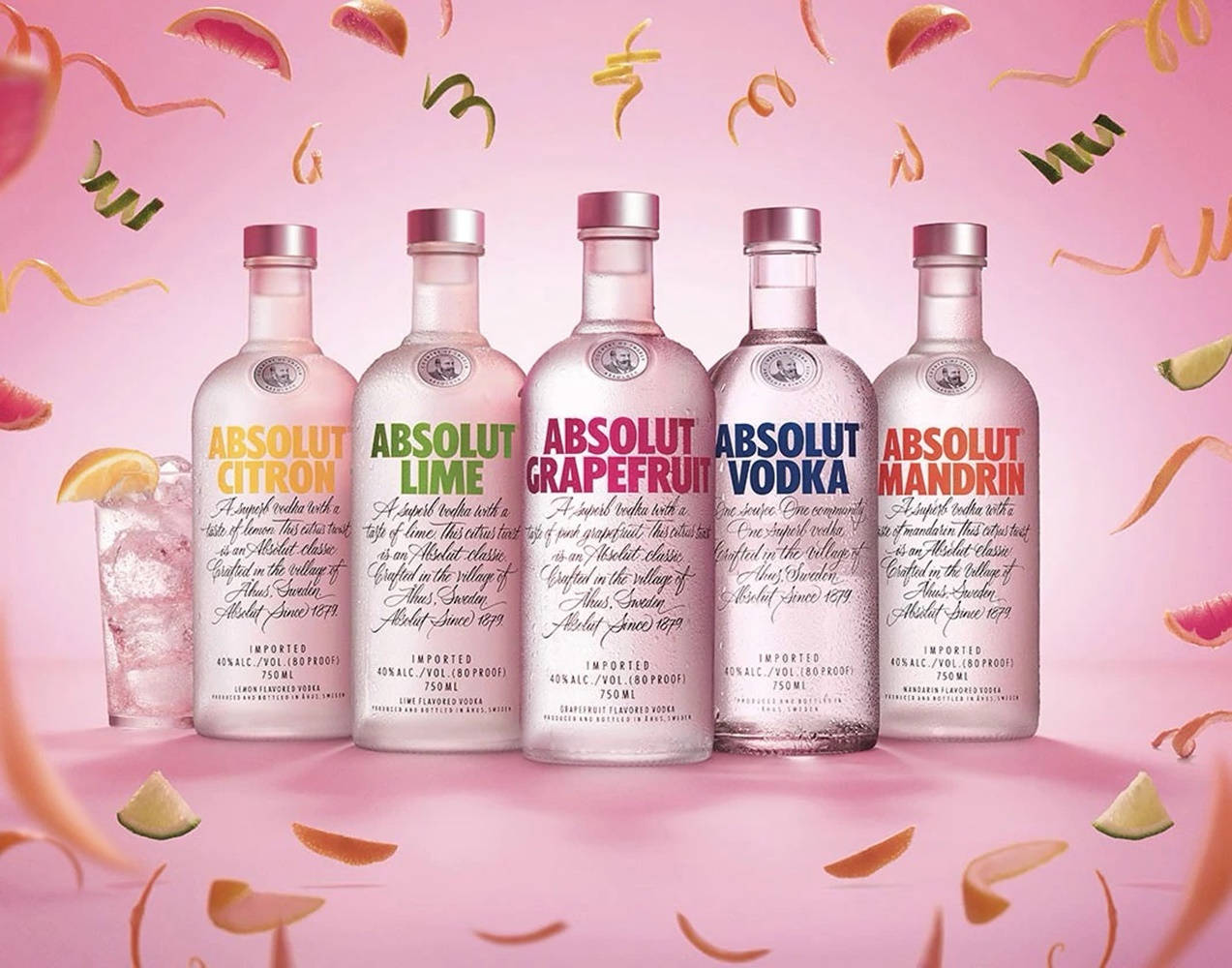 Absolute Vodka Different Flavors With Fruit Confetti