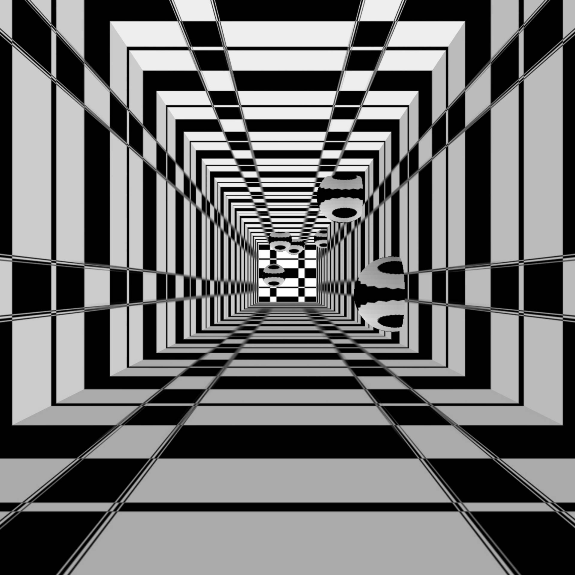 Abstract 3d Black And White Squares And Circles Illusion