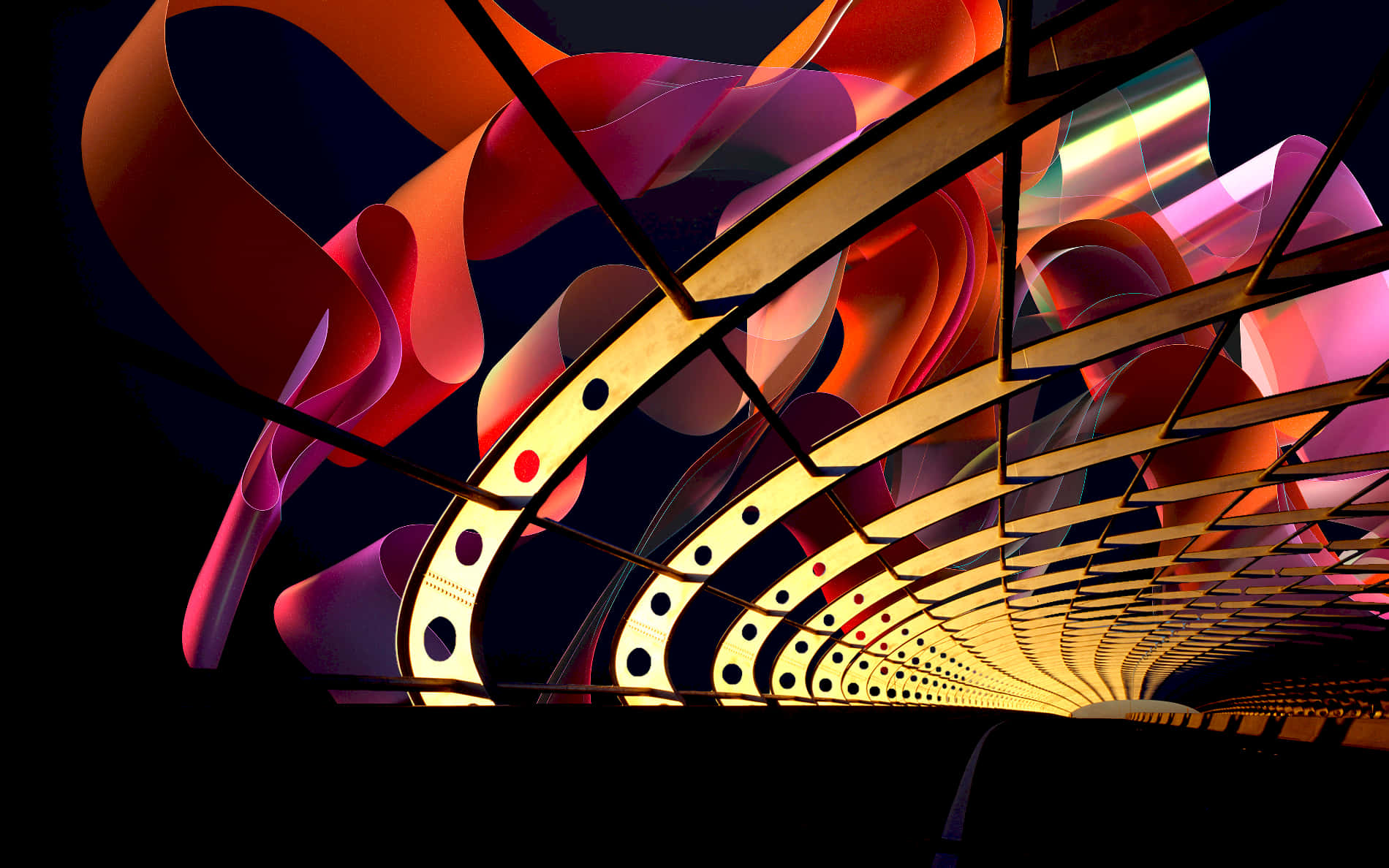 Abstract Architecture Tunnel Lights Background