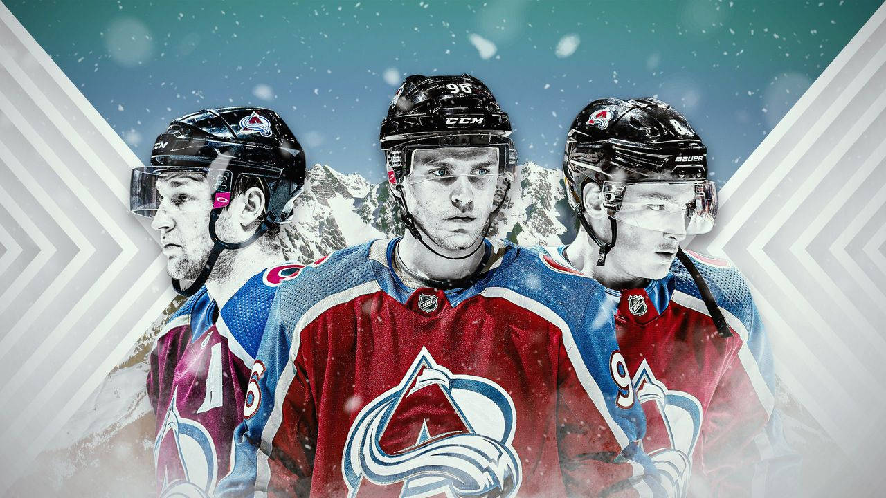 Abstract Art Of Mikko Rantanen With Three Expressions In Front Of Rocky Mountains Background