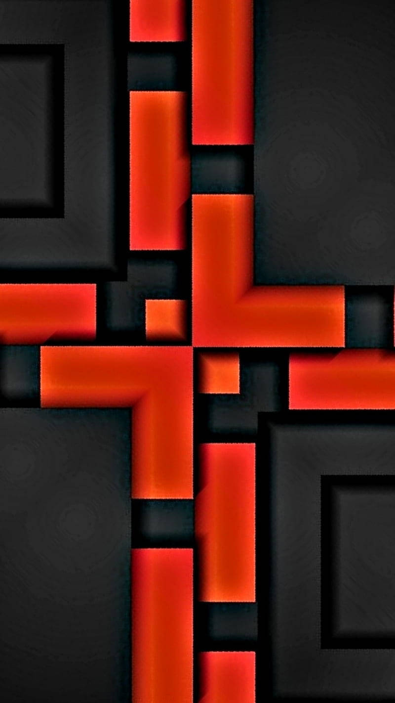 Abstract Black And Red Squares Mobile 3d Background