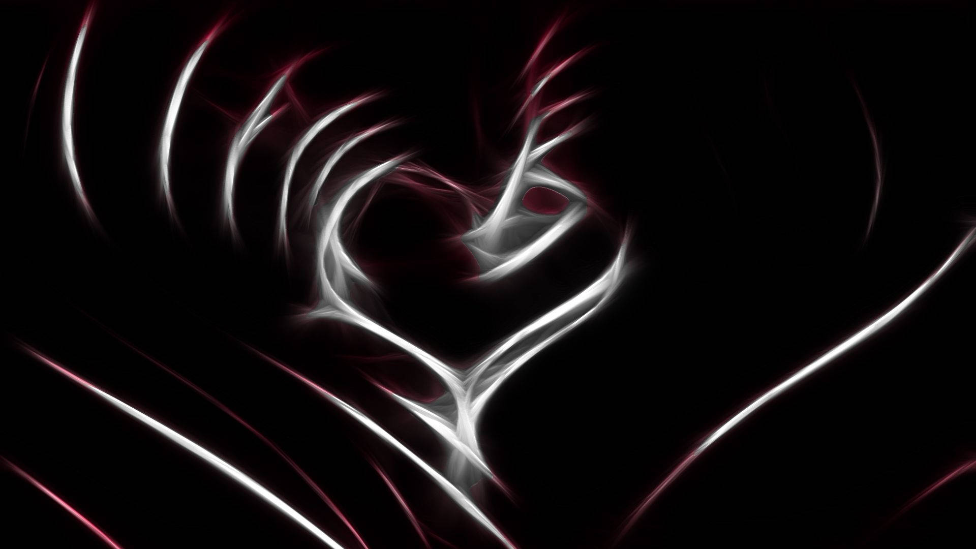 Abstract Black Heart With Stylistic White Lines Background