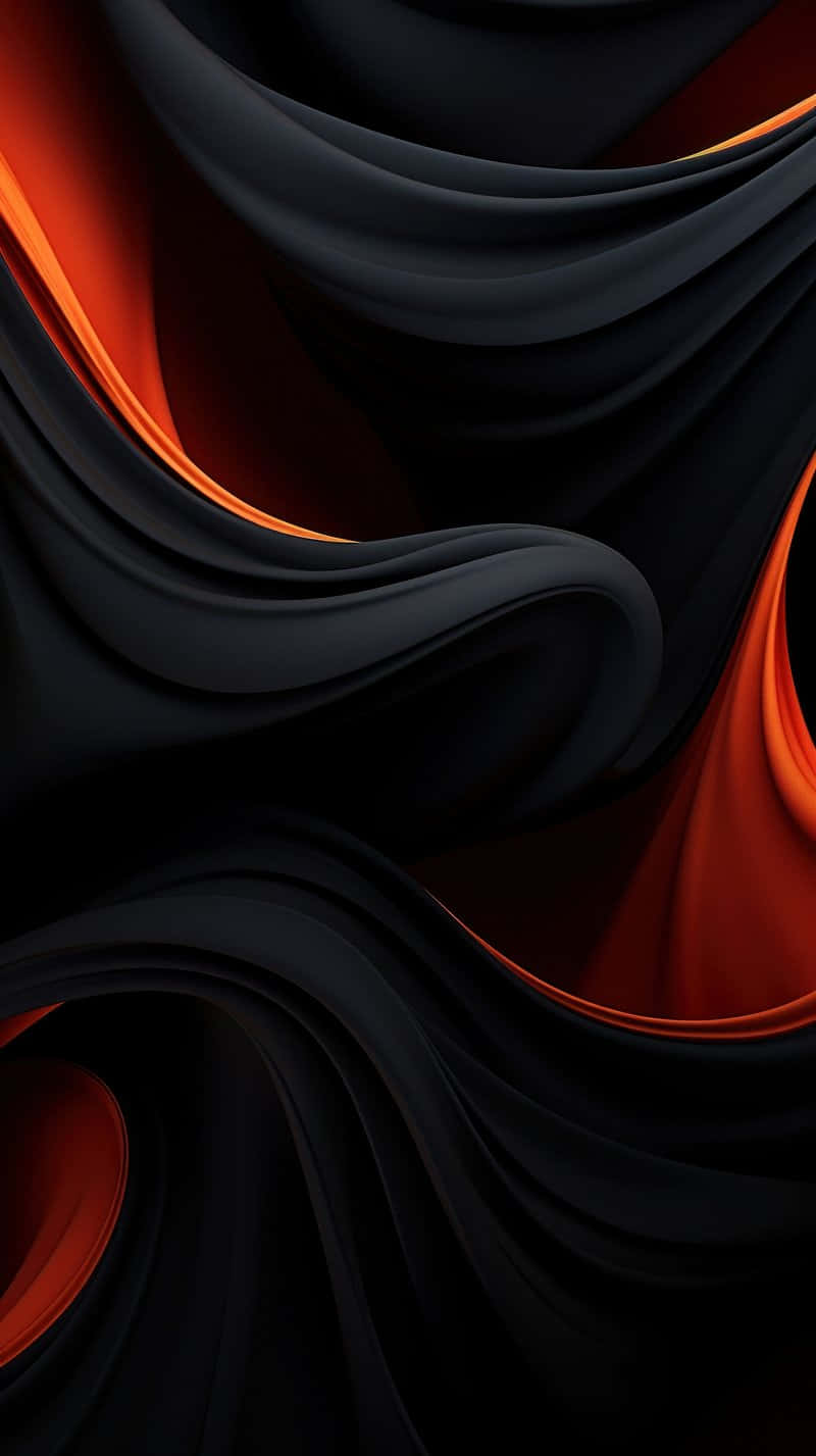 Abstract Black Orange Wavesi Phone Wallpaper
