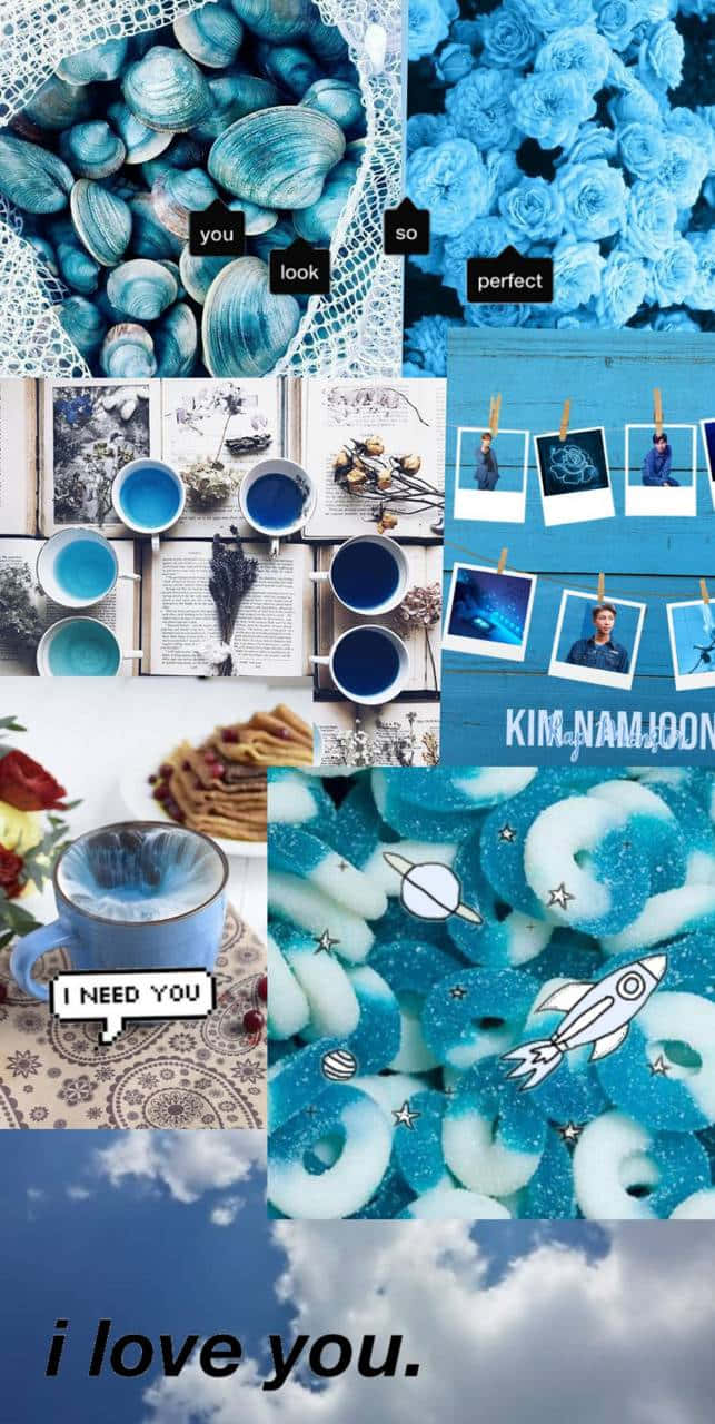 Abstract Blue Collage Composition Background