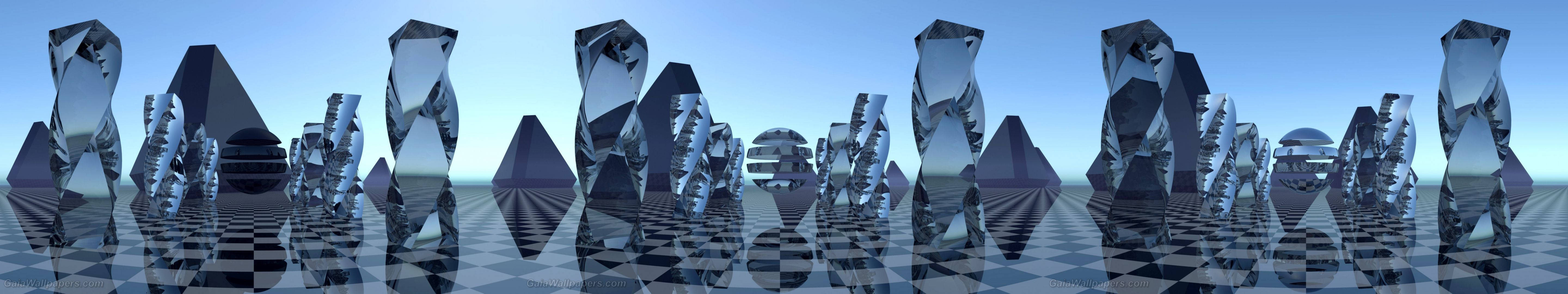 Abstract Blue Crystal Chess Background