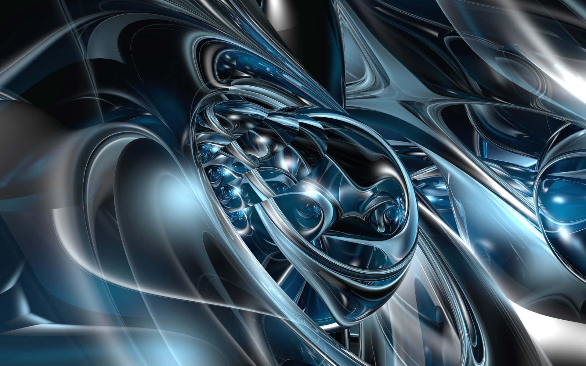 Abstract Blue Metallic Flow Background