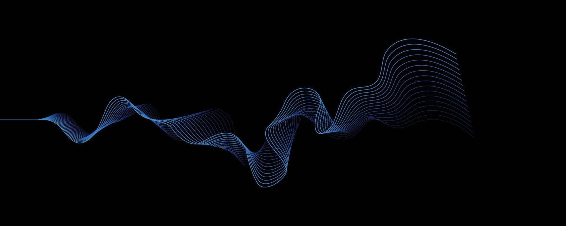 Abstract Blue Wave Black Background Background