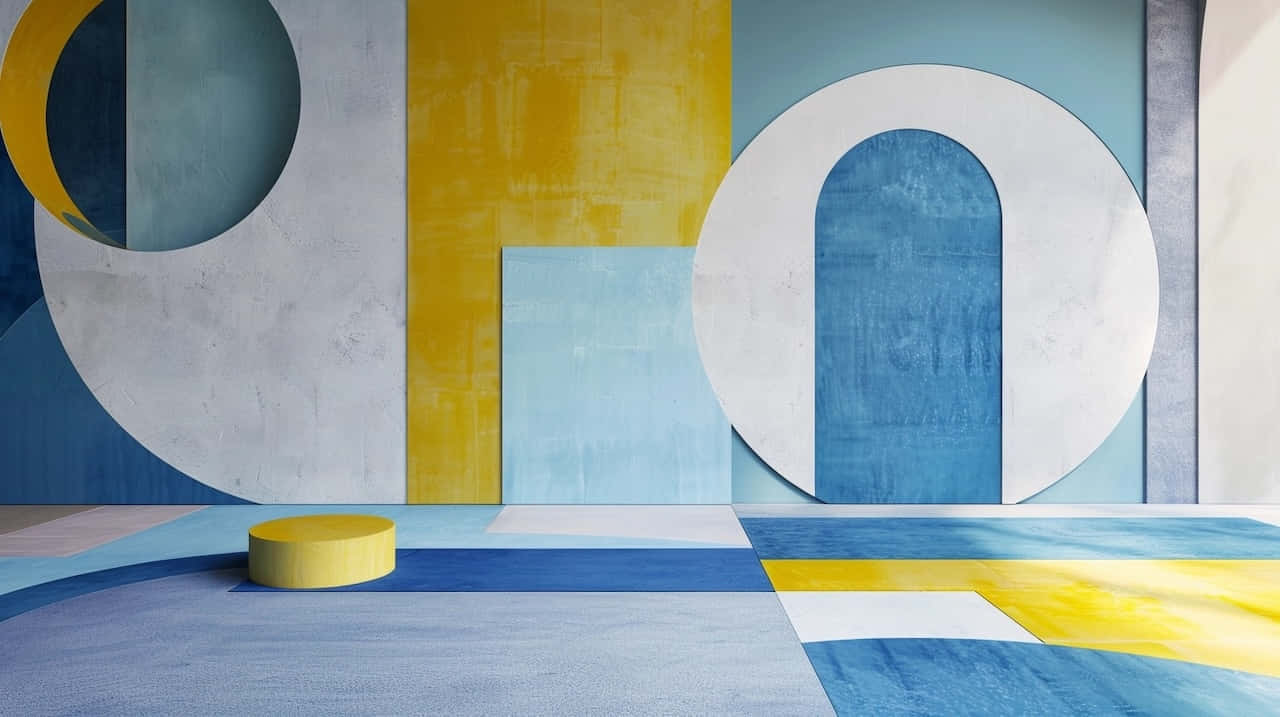 Abstract Blue Yellow Interior Design Background