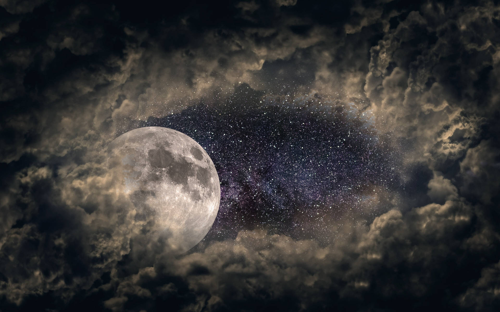 Abstract Cloud Frame Moonlight 4k Background