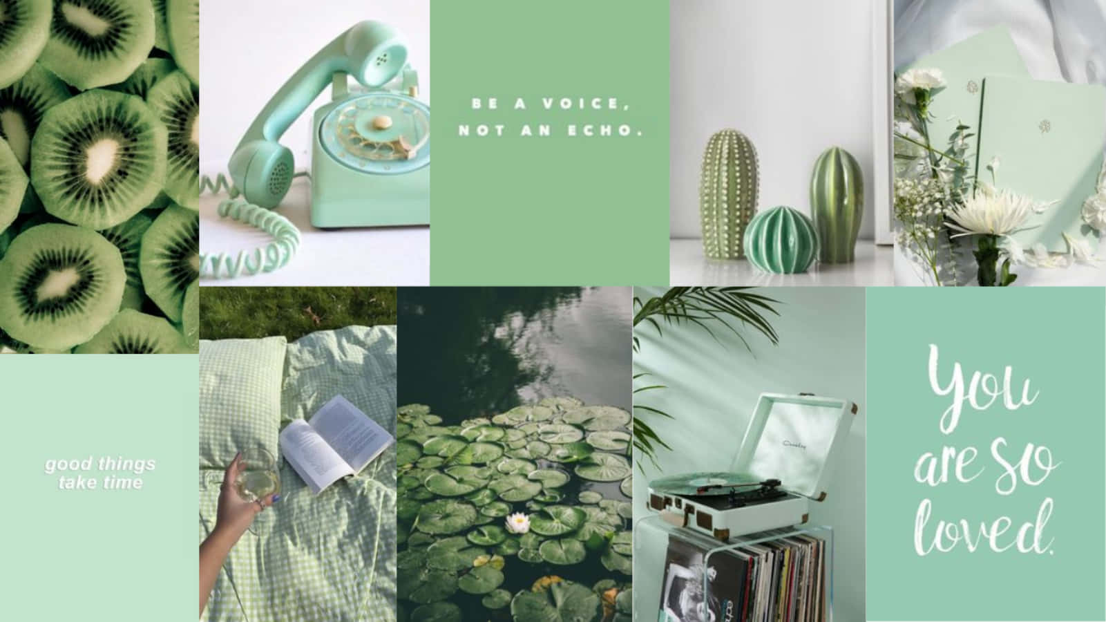 Abstract Composition Pastel Green Aesthetic Desktop