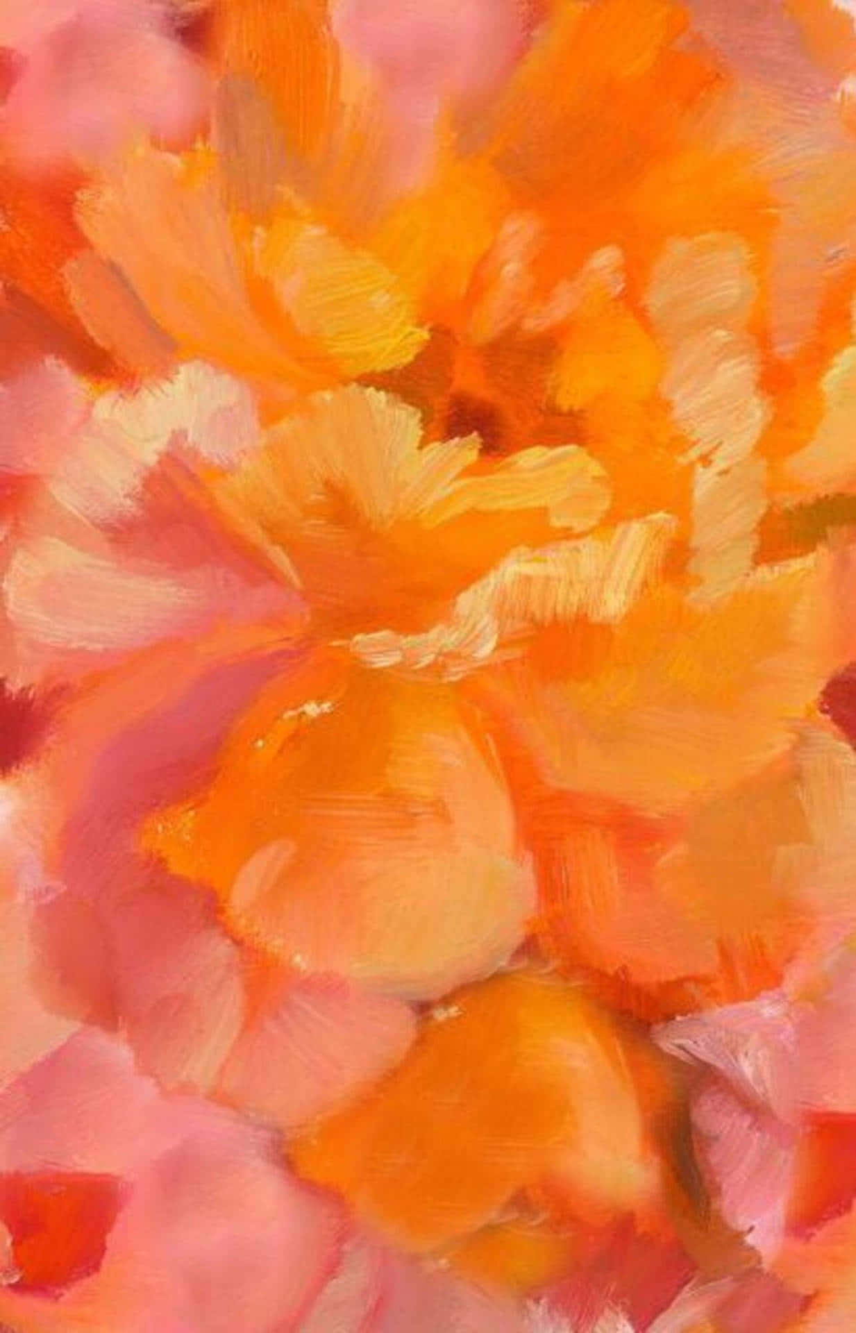 Abstract Flower Painting Orange Aesthetic Phone Background