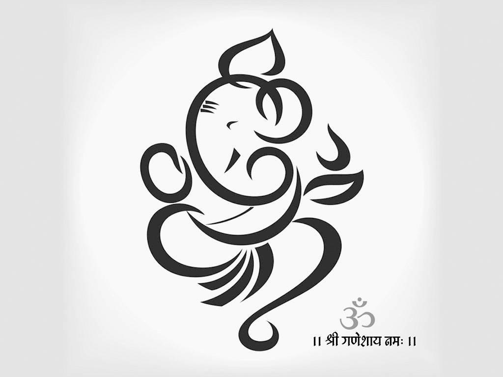 Abstract Ganesh Black And White Background
