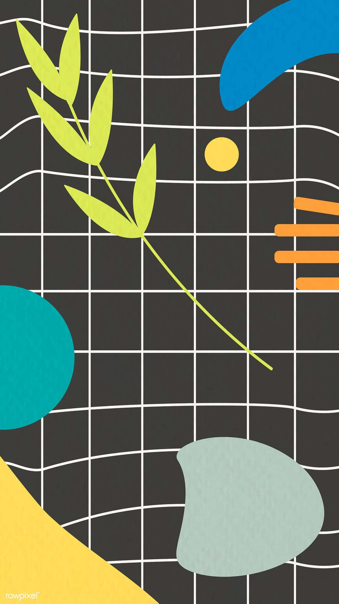 Abstract Geometric Pattern With A Plant And Geometric Shapes Background
