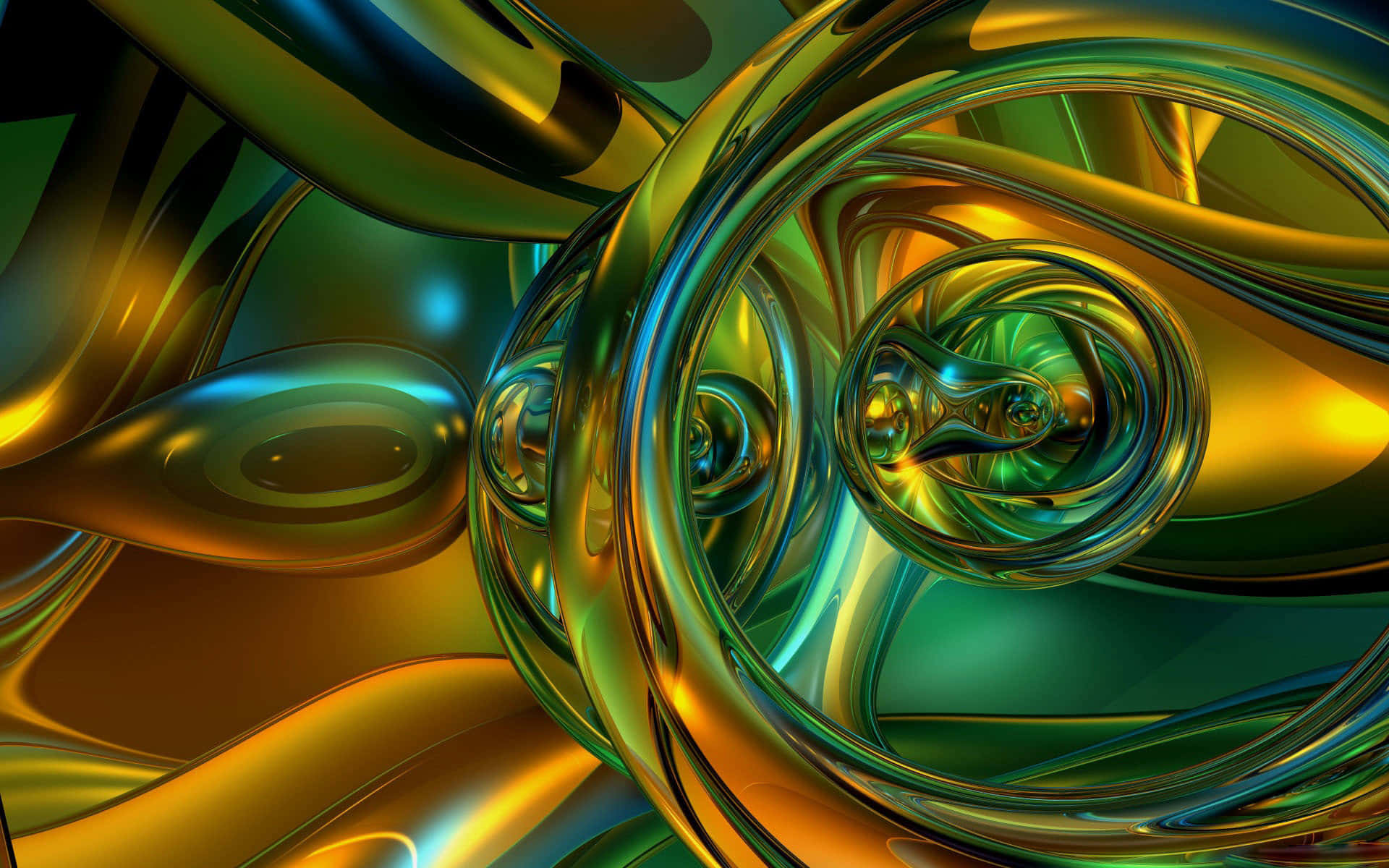 Abstract Golden Green Swirls Background