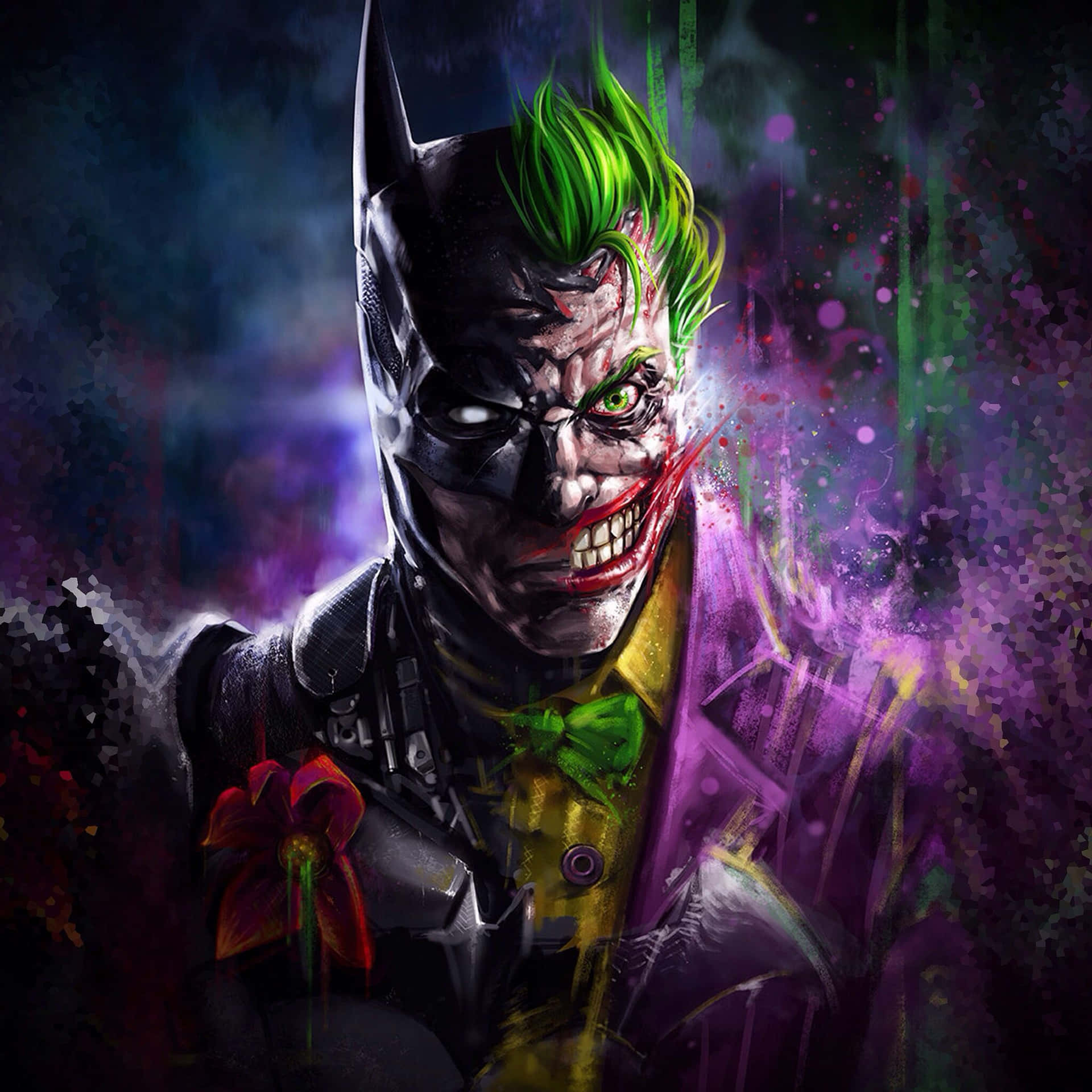 Abstract Half Batman Half Joker Painting Background