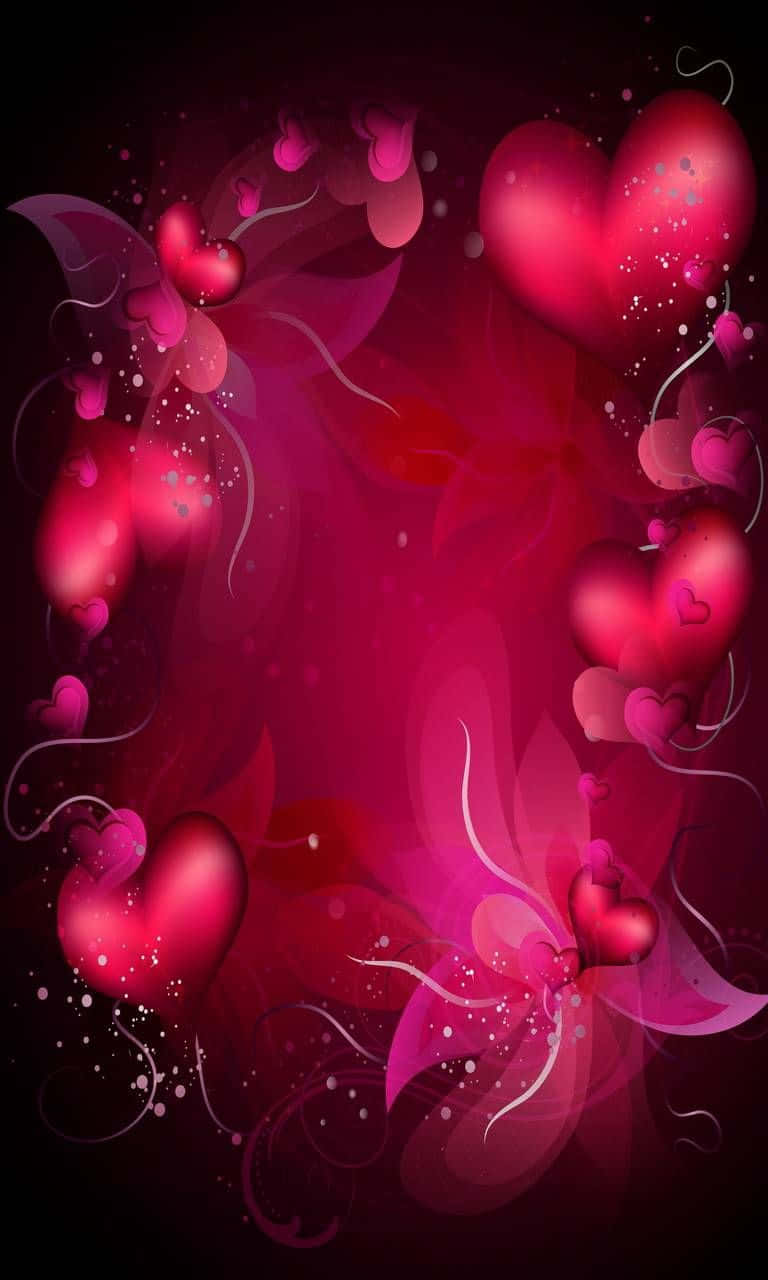 Abstract Heartsand Butterflies Background