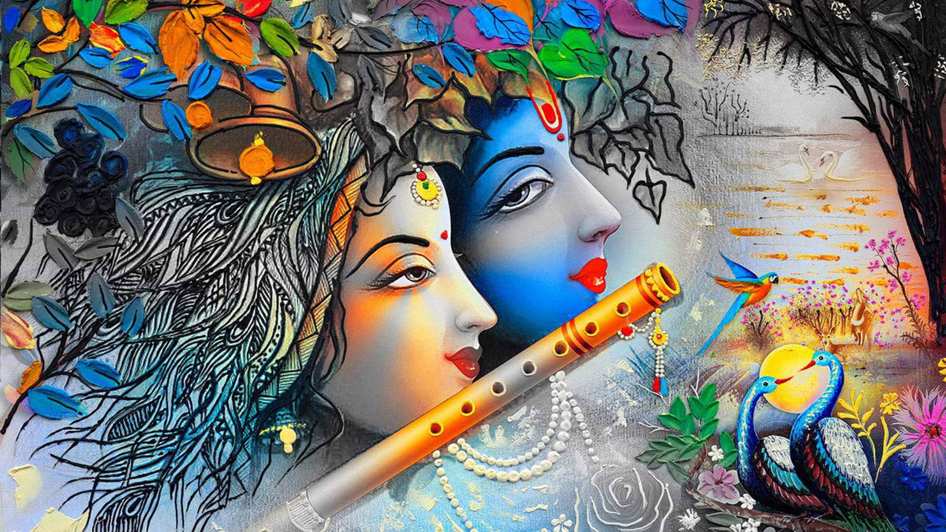 Abstract Hindu God Krishna Background