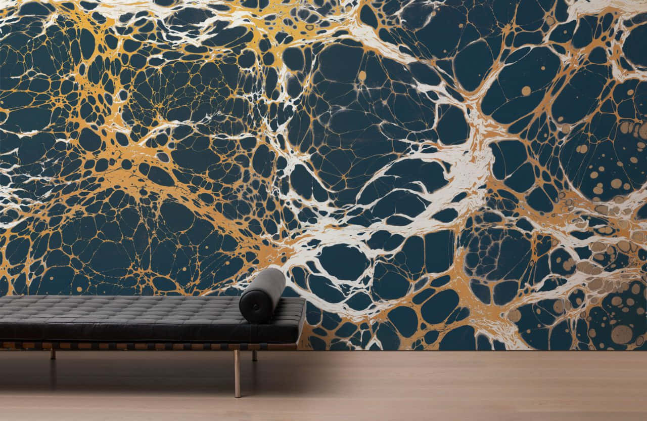 Abstract Marble Wall Artwith Modern Sofa Background