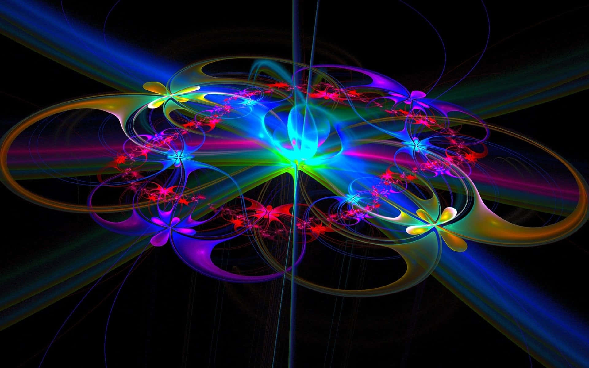 Abstract Neon Floral Fractal Art Background