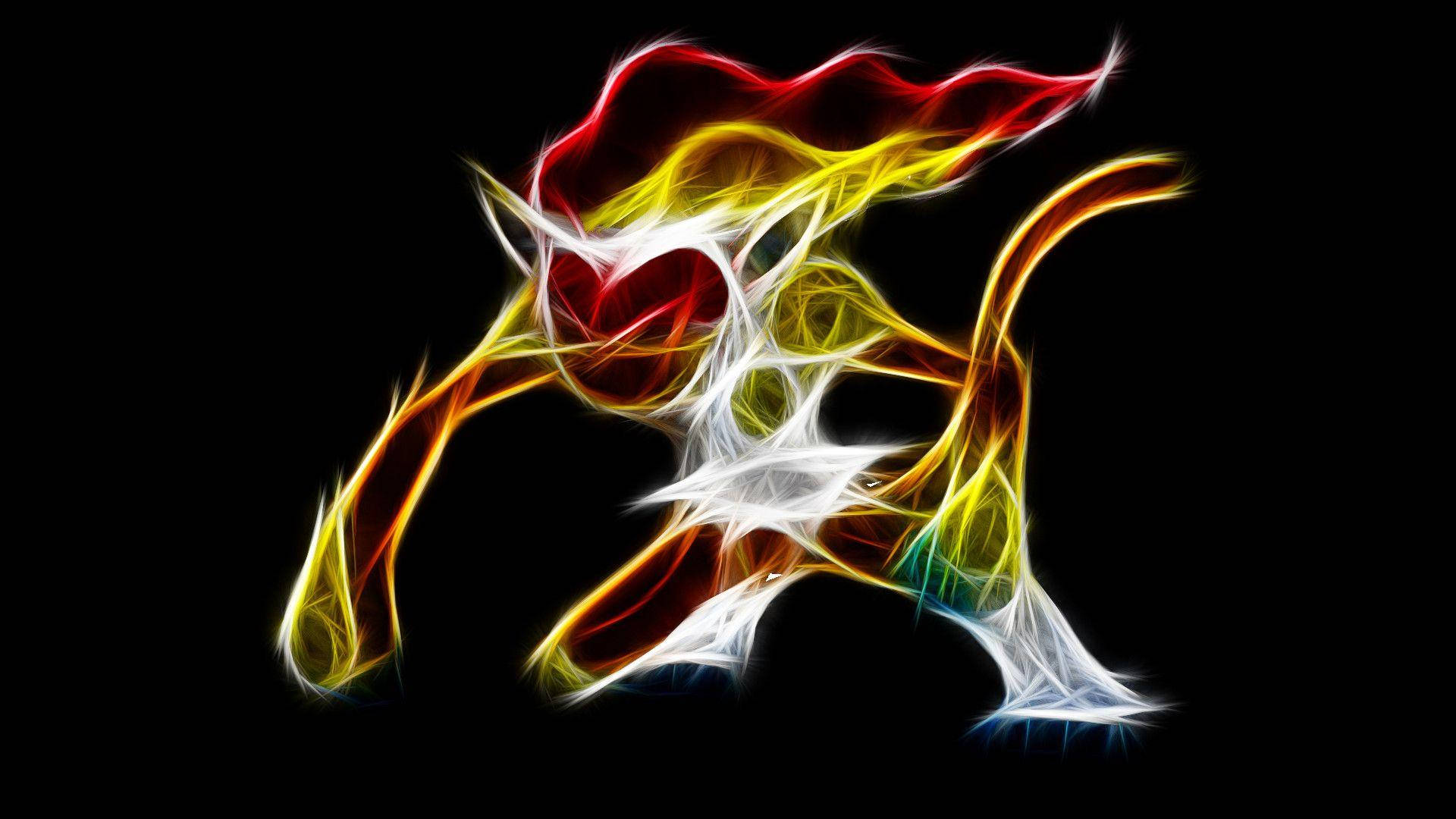 Abstract Neon Outline Infernape