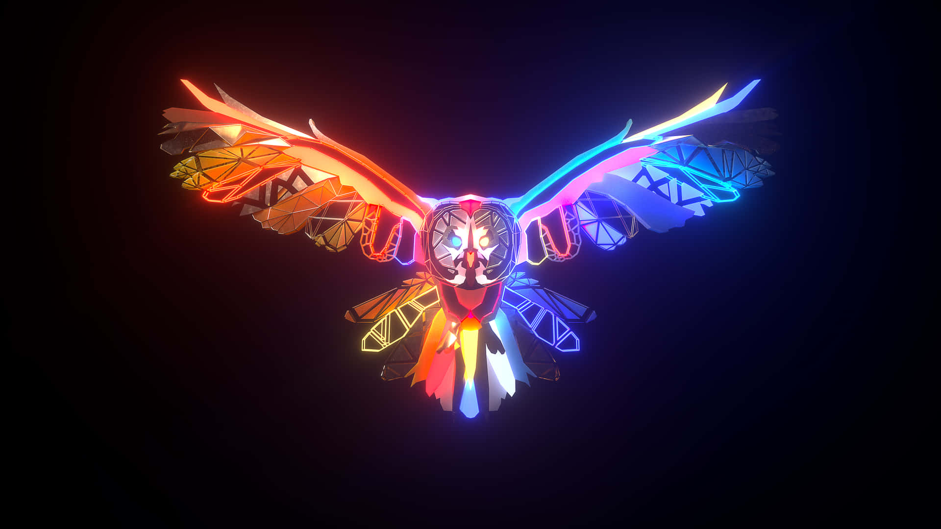 Abstract Neon Owl Artwork4 K Background