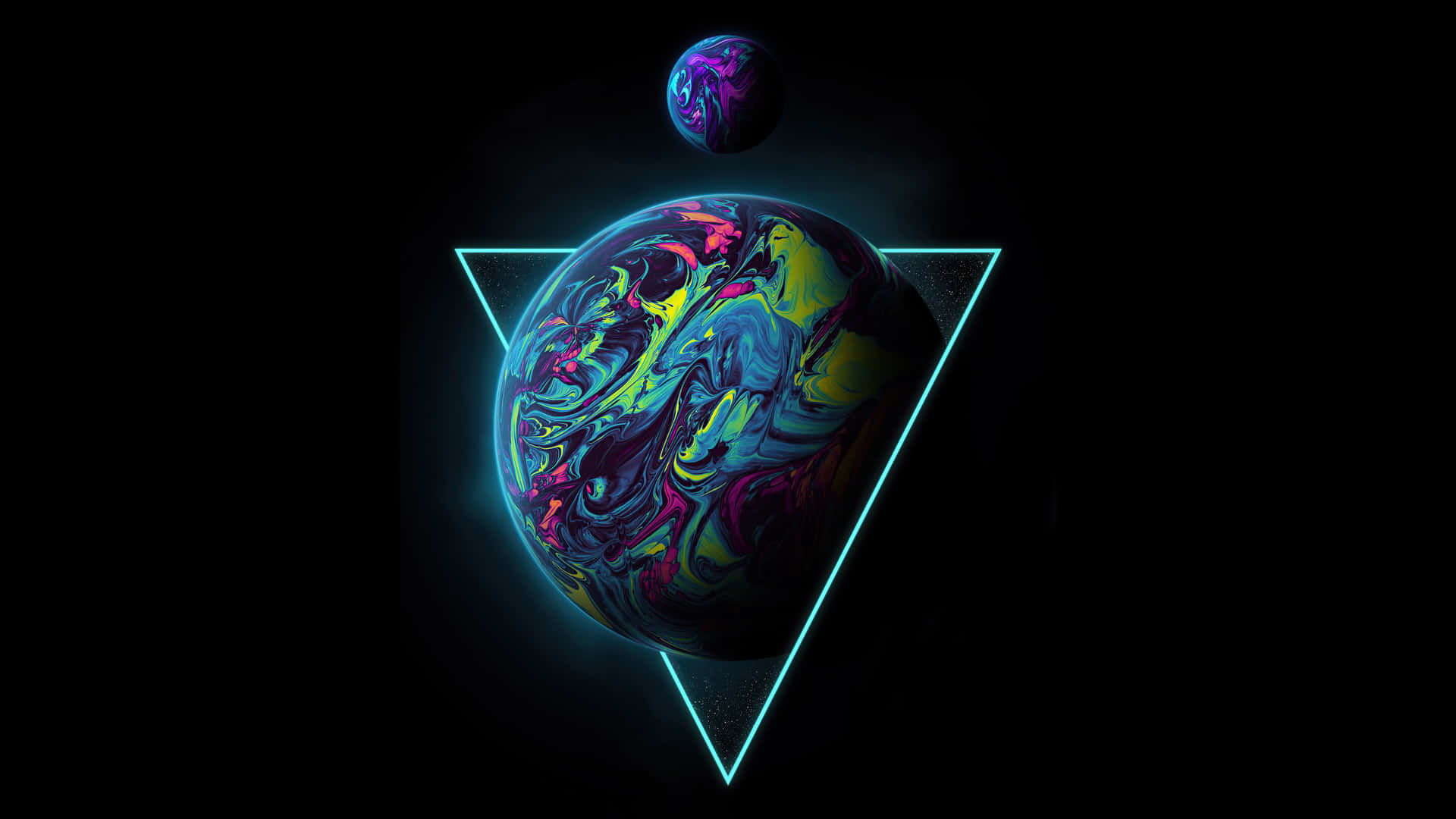 Abstract Neon Planets Artwork Background
