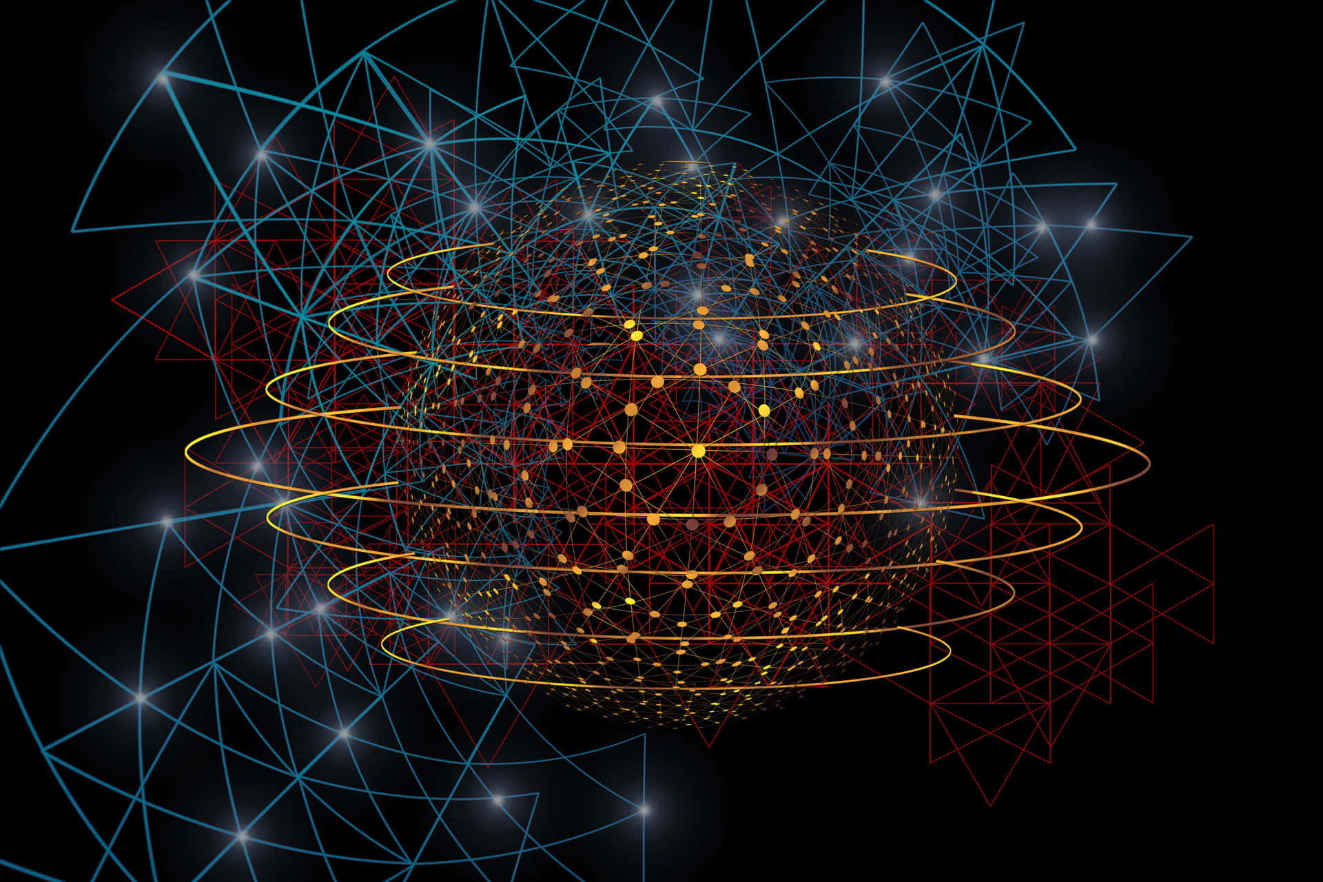 Abstract Network Connections Sphere Background