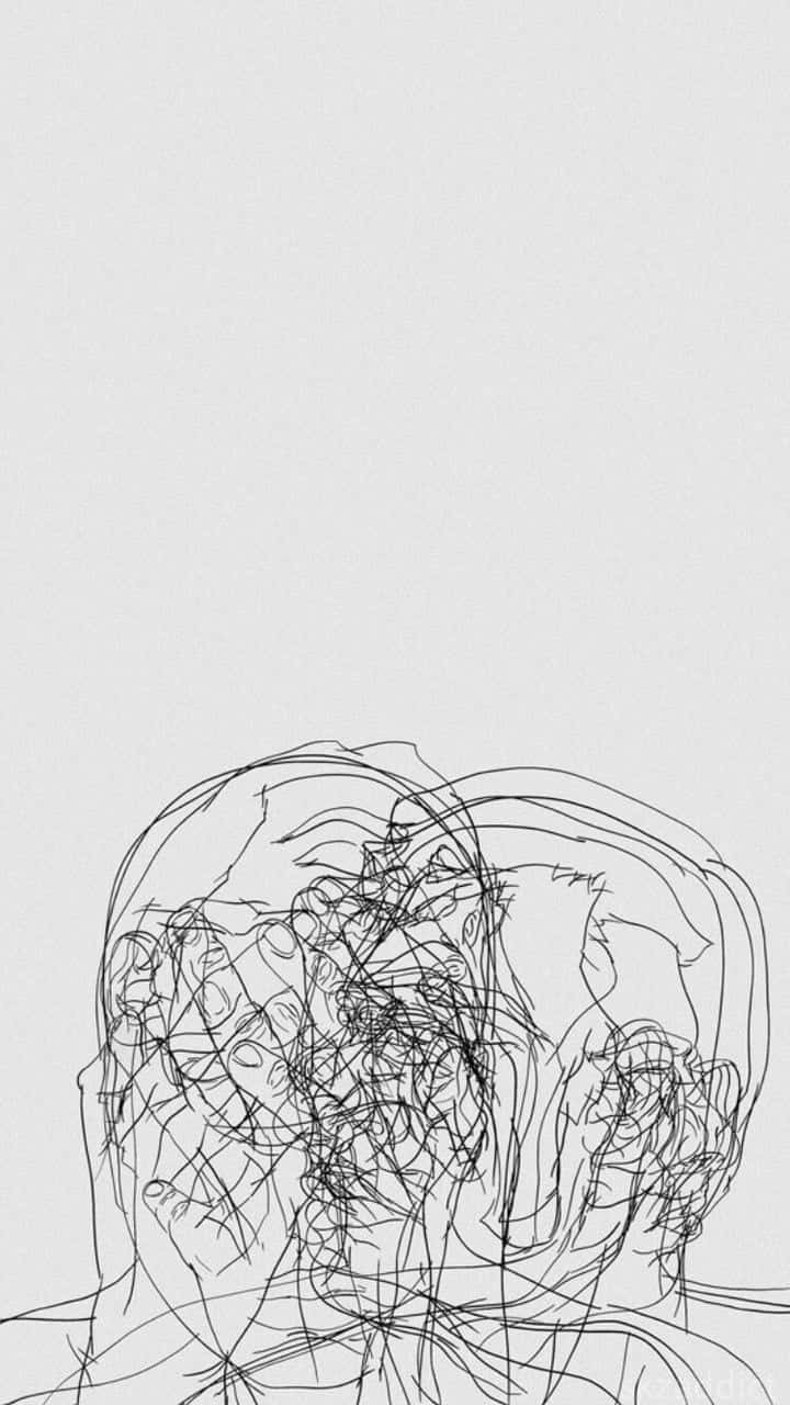 Abstract Pencil Sketches Of Trees, Mountains, And Landscape Background