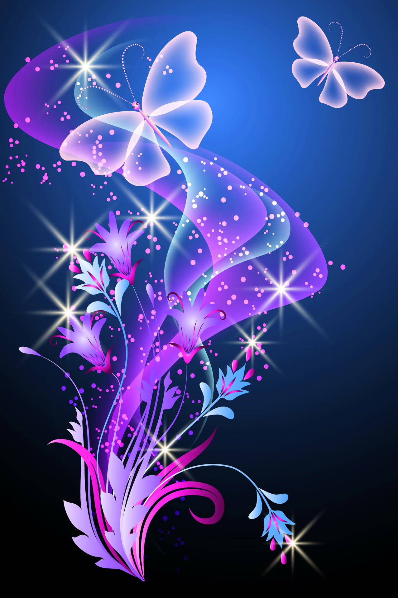 Abstract Plant With Purple Butterfly Phone Background