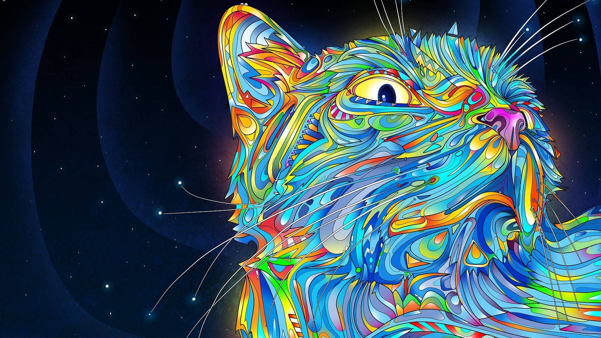 Abstract Psychedelic Cat Background