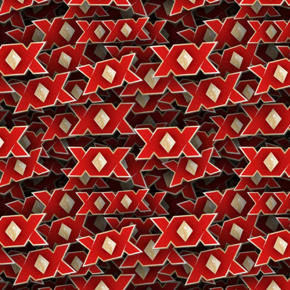 Abstract Red Double X Pattern Background