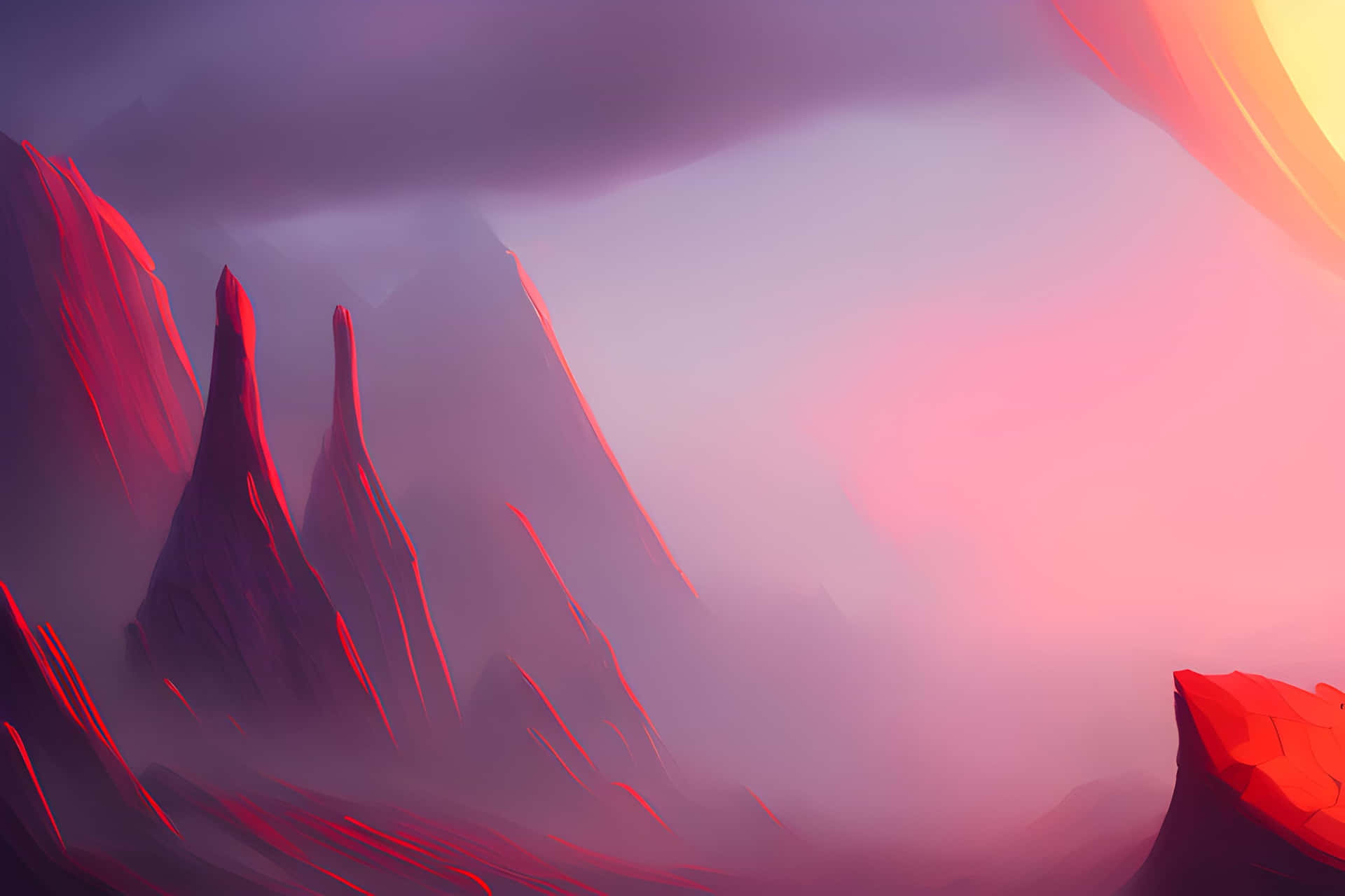Abstract Red Mountain Landscape