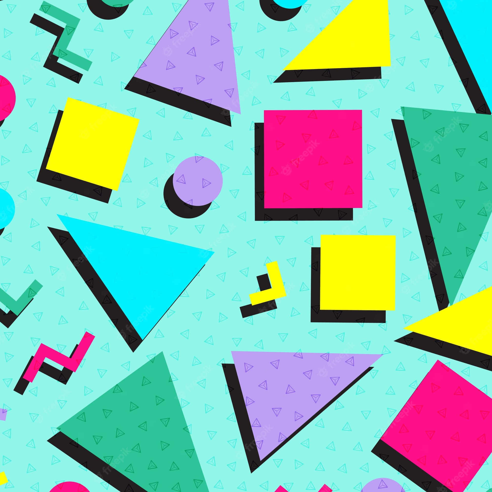 Abstract Shapes In 90s Style Background