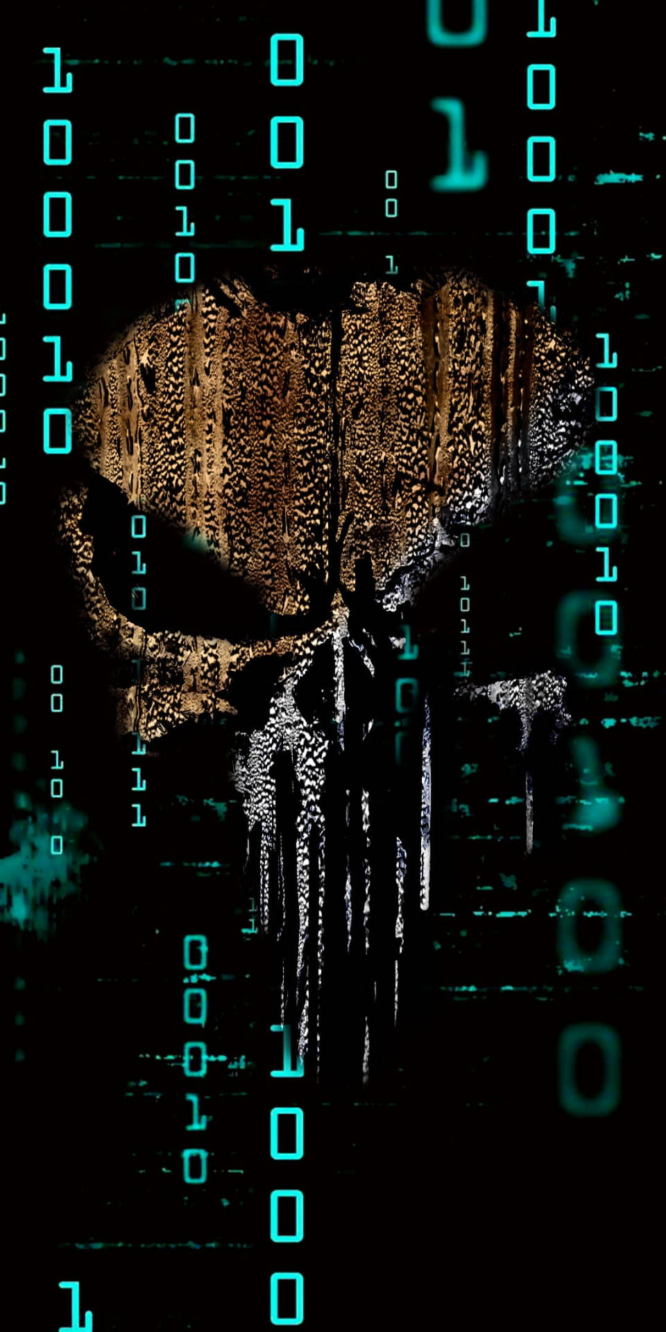 Abstract Skull With Binary Hacking Android