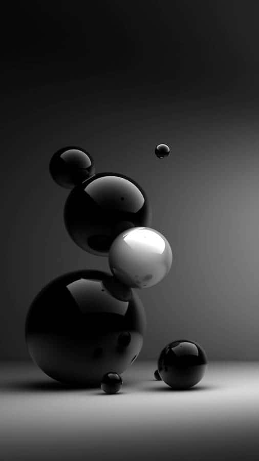 Abstract Spheres Balancing Blackand White Background