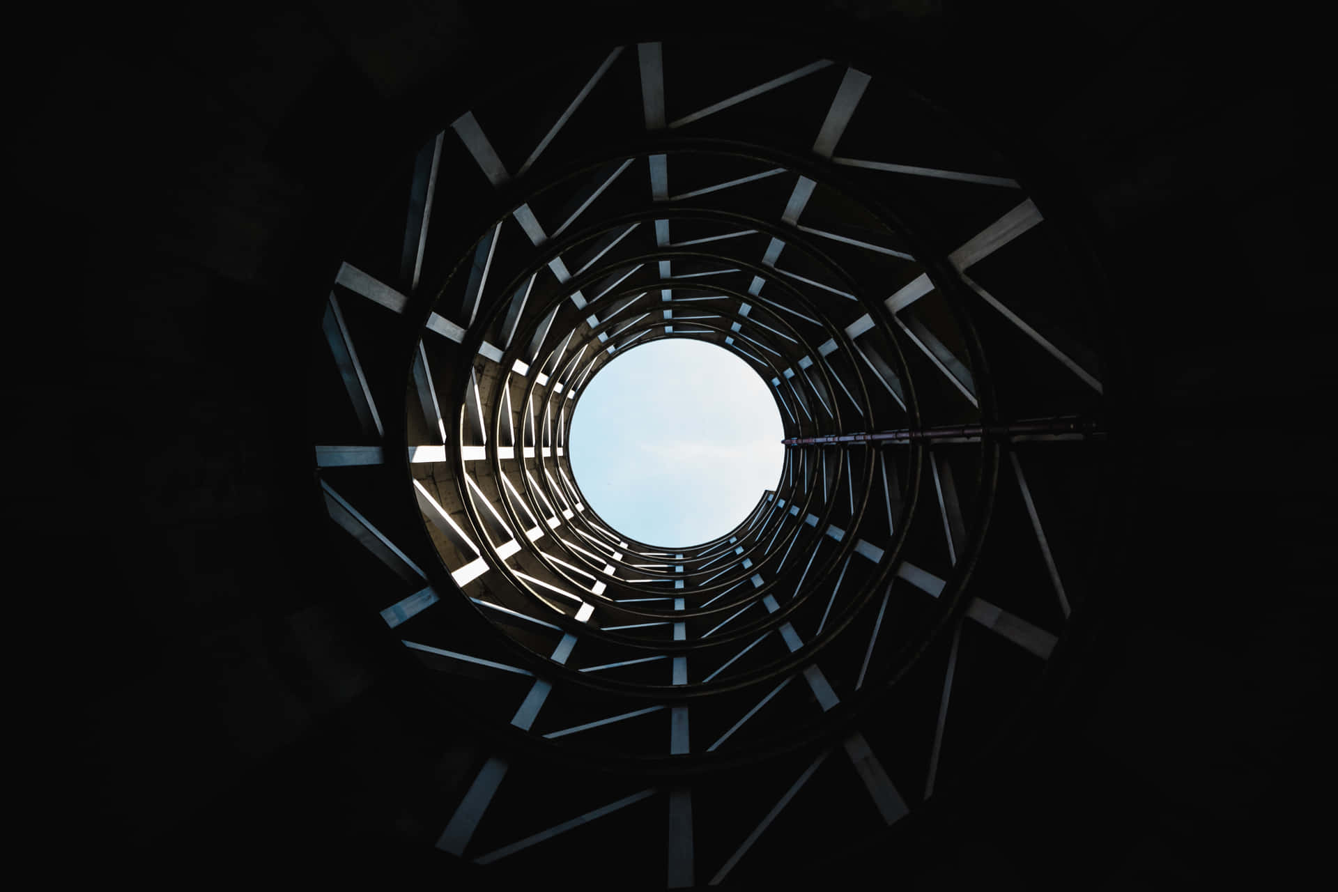 Abstract Spiral Architecture Sky View Background