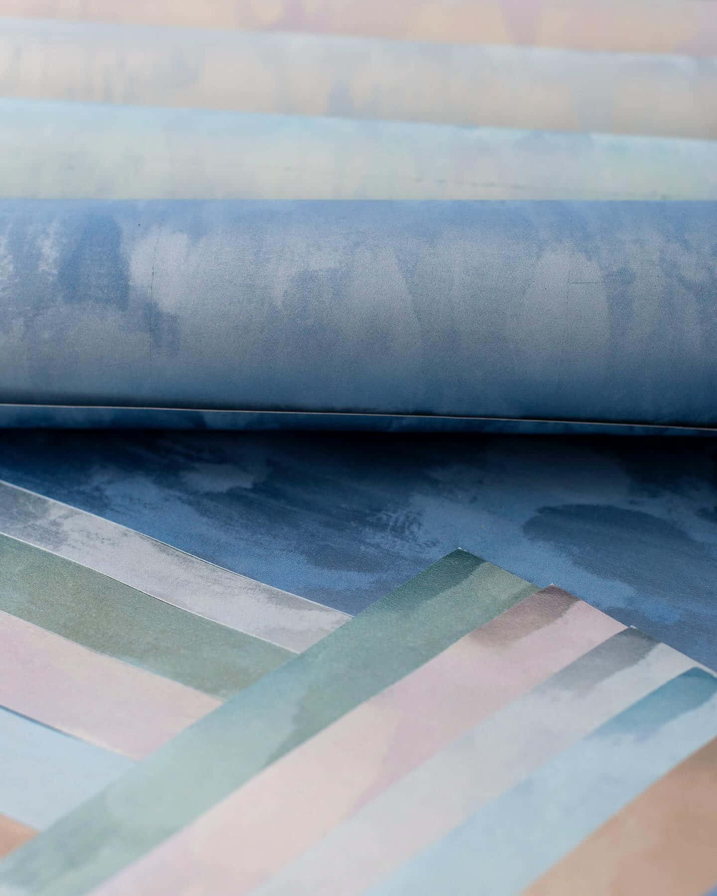 Abstract Watercolor Calico Fabric Rolls Background