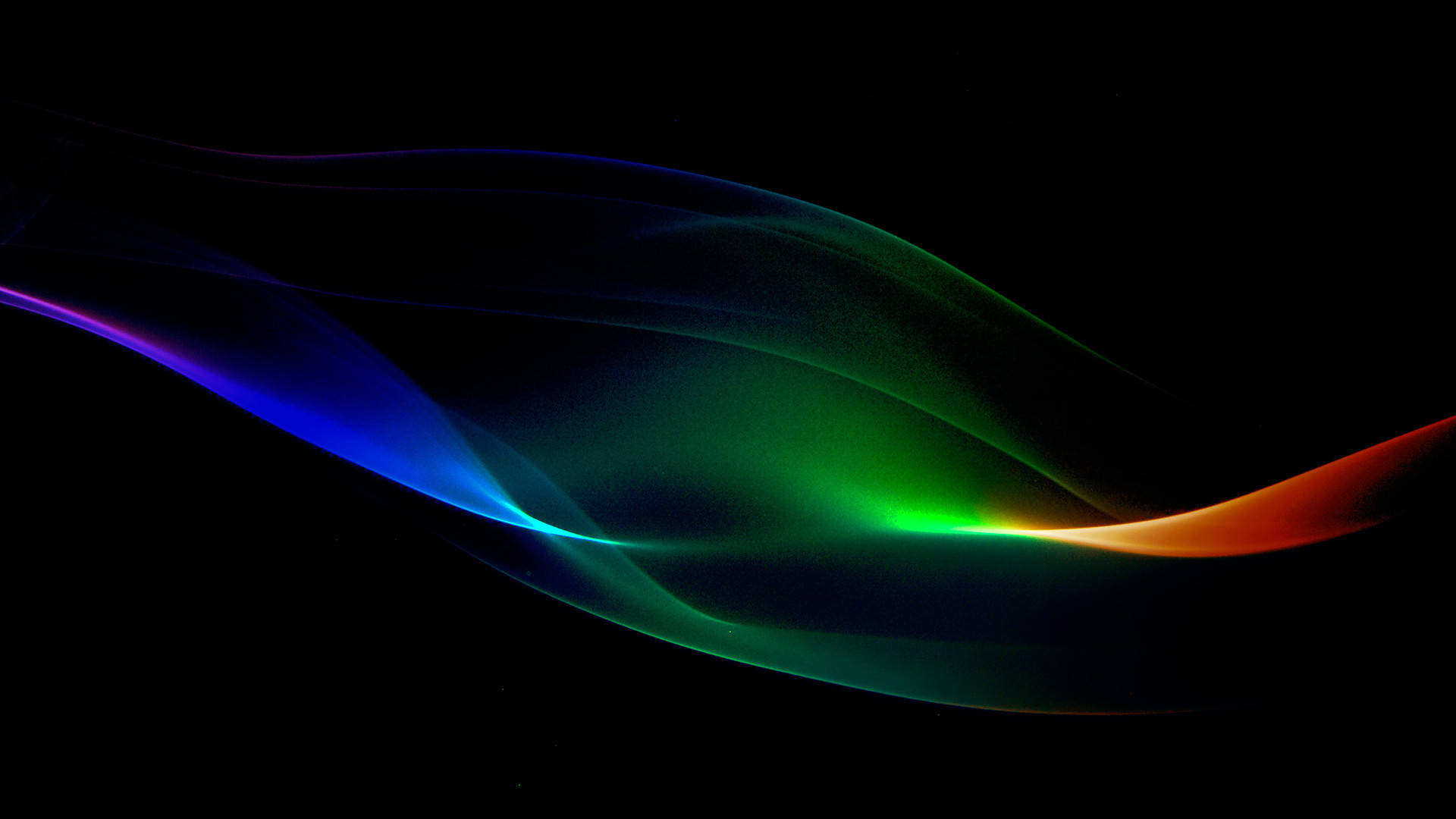 Abstract Waves Of Light On Black Desktop
