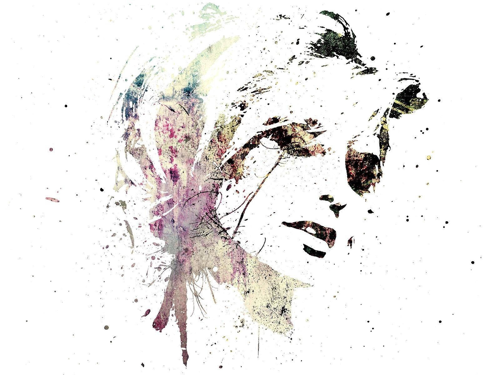 Abstract Woman Portrait Using Spray Paint Background