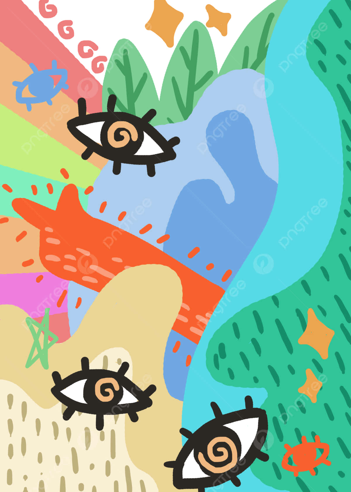 Absurd Eye With Hand Background