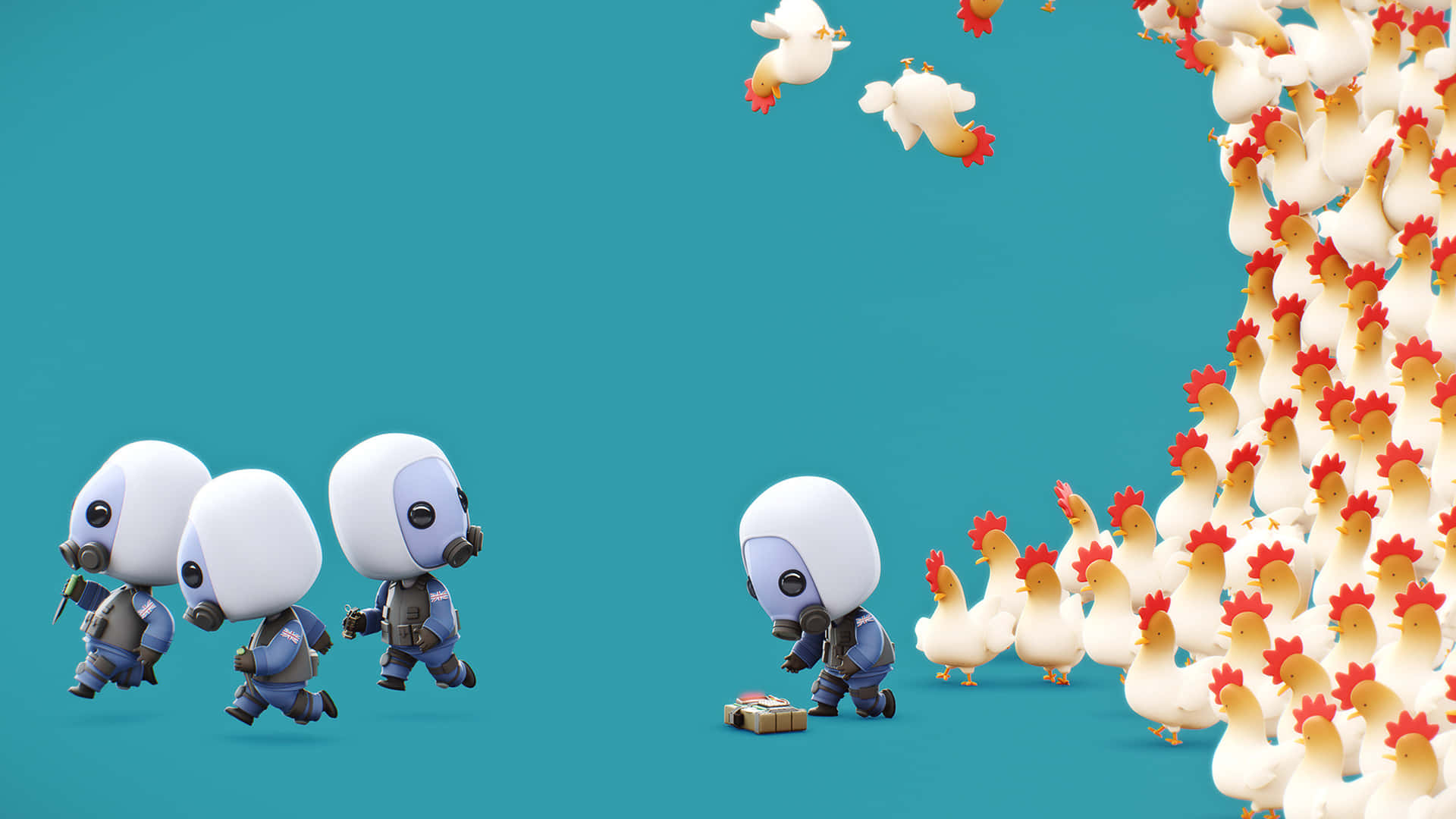 Abundance Of Chickens In Digital Art Background